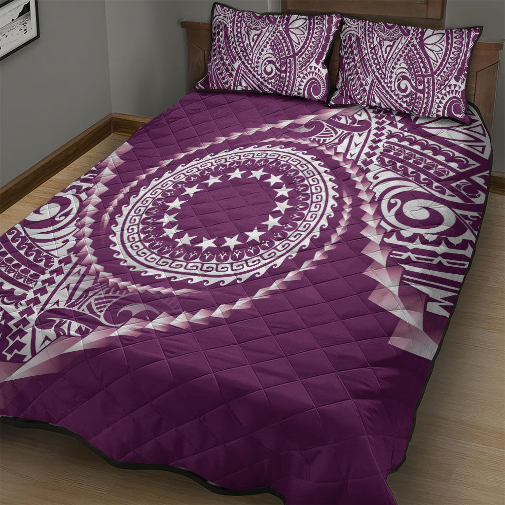 Cook Islands Gospel Day Quilt Bed Set Maroon Tribal Curves LT05 - Polynesian Pride