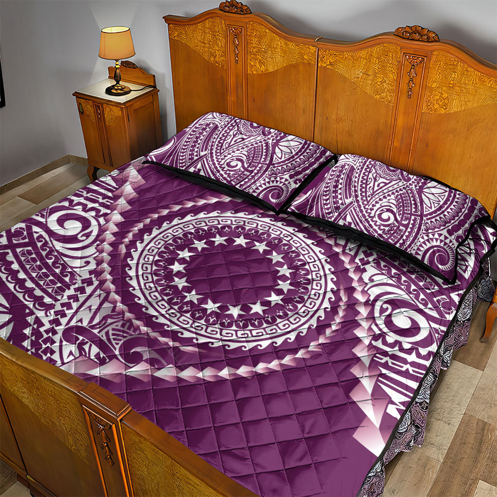 Cook Islands Gospel Day Quilt Bed Set Maroon Tribal Curves LT05 - Polynesian Pride
