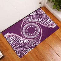 Cook Islands Gospel Day Rubber Doormat Maroon Tribal Curves LT05 - Polynesian Pride