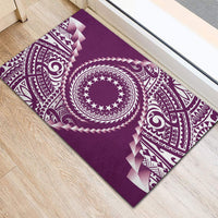 Cook Islands Gospel Day Rubber Doormat Maroon Tribal Curves LT05 - Polynesian Pride