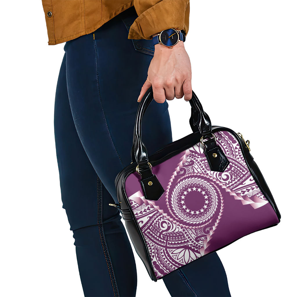 Cook Islands Gospel Day Shoulder Handbag Maroon Tribal Curves LT05 - Polynesian Pride