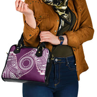Cook Islands Gospel Day Shoulder Handbag Maroon Tribal Curves LT05 - Polynesian Pride