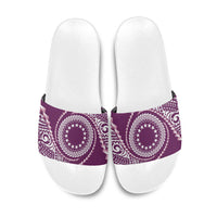 Cook Islands Gospel Day Slide Sandals Maroon Tribal Curves LT05 Maroon - Polynesian Pride