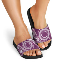 Cook Islands Gospel Day Slide Sandals Maroon Tribal Curves LT05 - Polynesian Pride