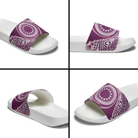 Cook Islands Gospel Day Slide Sandals Maroon Tribal Curves LT05 - Polynesian Pride