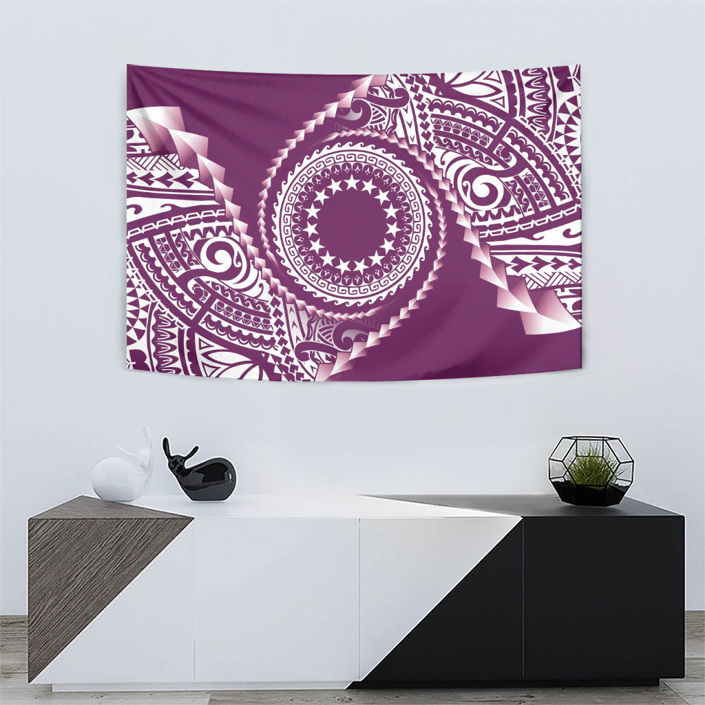 Cook Islands Gospel Day Tapestry Maroon Tribal Curves LT05 - Polynesian Pride
