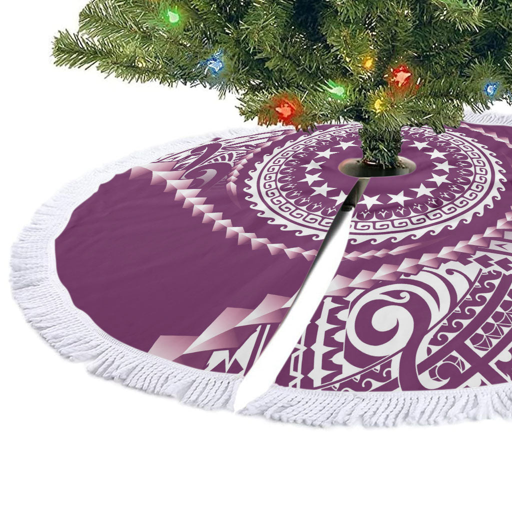 Cook Islands Gospel Day Tree Skirt Maroon Tribal Curves