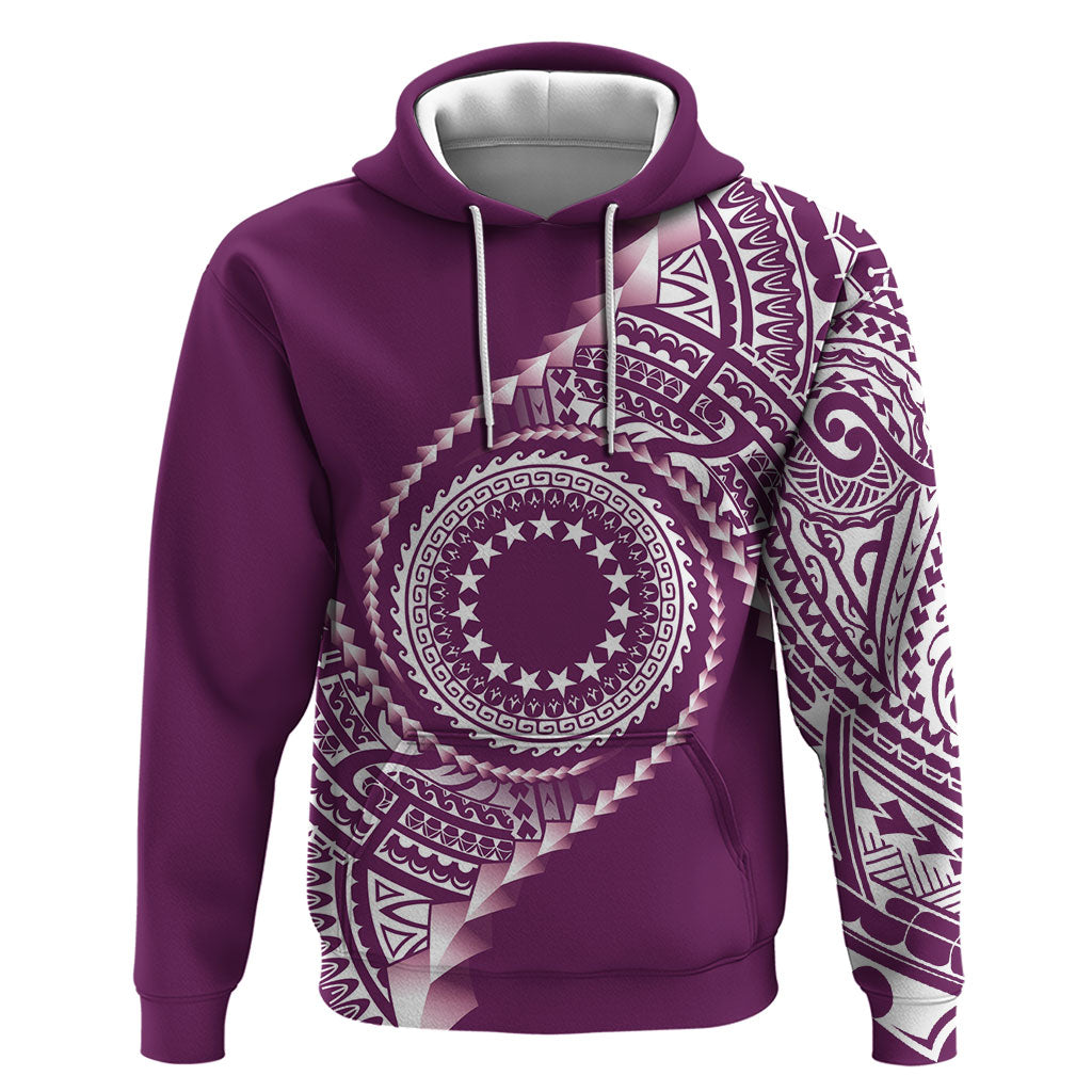 Cook Islands Gospel Day Zip Hoodie Maroon Tribal Curves LT05 Pullover Hoodie Maroon - Polynesian Pride