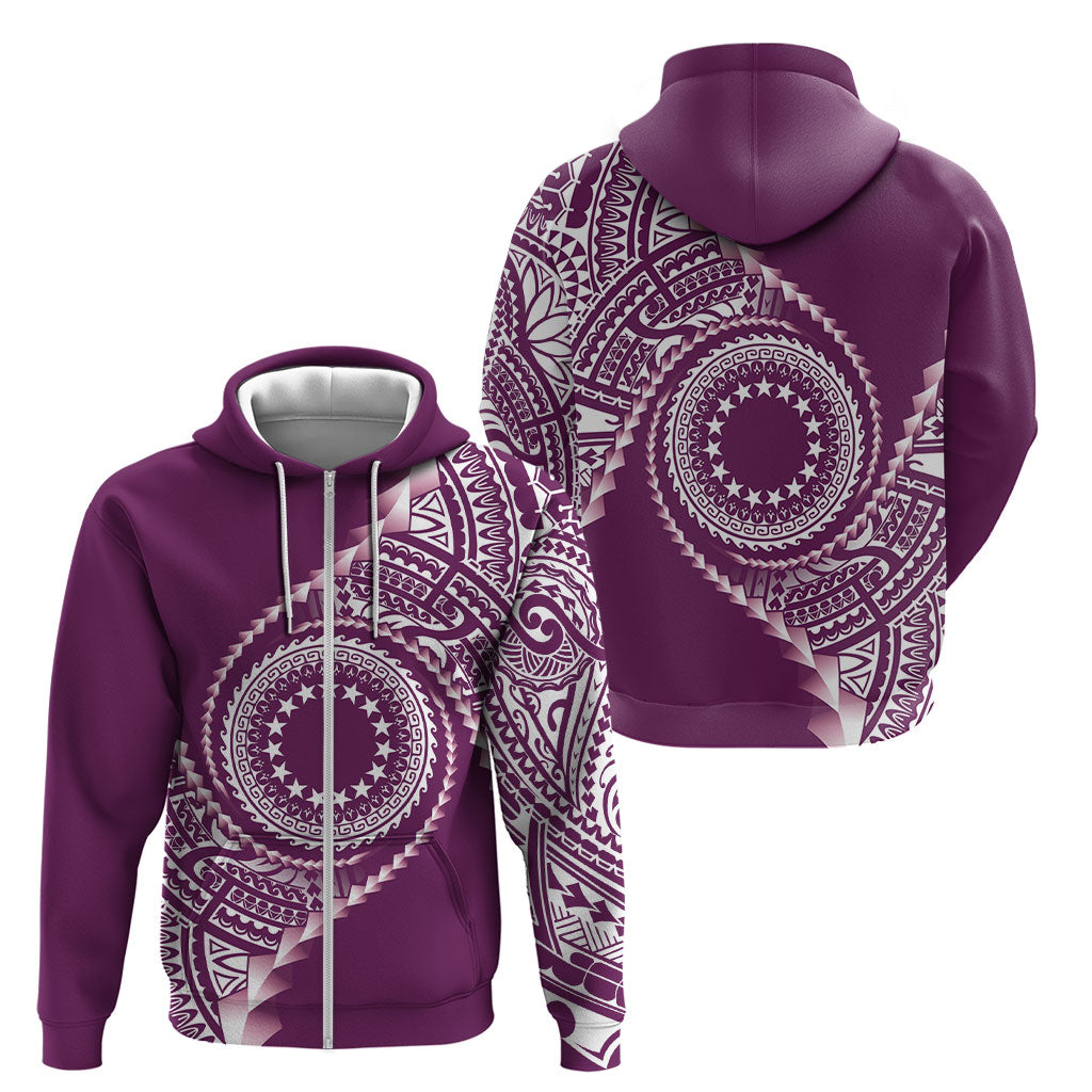 Cook Islands Gospel Day Zip Hoodie Maroon Tribal Curves LT05 - Polynesian Pride