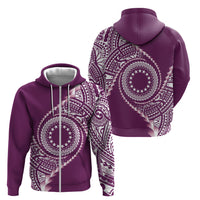 Cook Islands Gospel Day Zip Hoodie Maroon Tribal Curves LT05 - Polynesian Pride
