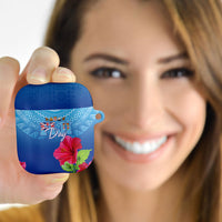 Bula Fiji Day AirPods Case Traditional Tapa Pattern With Hibiscus