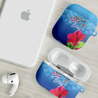 Bula Fiji Day AirPods Case Traditional Tapa Pattern With Hibiscus