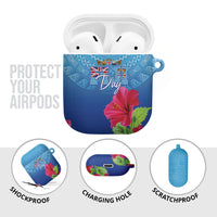 Bula Fiji Day AirPods Case Traditional Tapa Pattern With Hibiscus