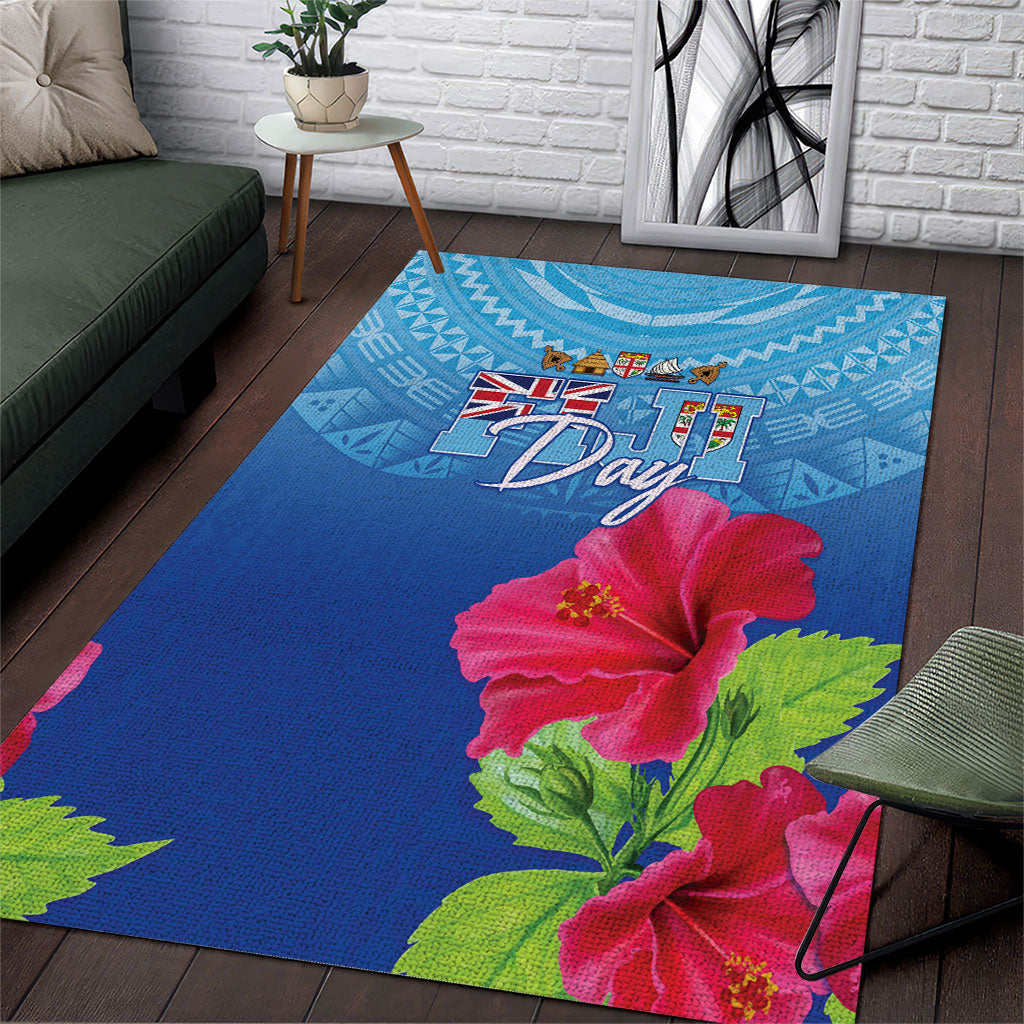 Bula Fiji Day Area Rug Traditional Tapa Pattern With Hibiscus