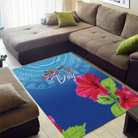 Bula Fiji Day Area Rug Traditional Tapa Pattern With Hibiscus