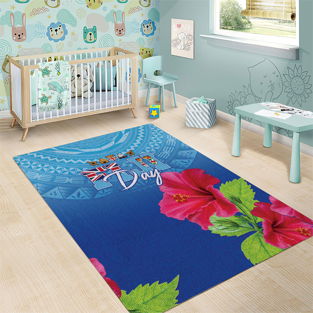 Bula Fiji Day Area Rug Traditional Tapa Pattern With Hibiscus