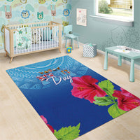 Bula Fiji Day Area Rug Traditional Tapa Pattern With Hibiscus