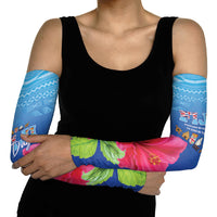 Bula Fiji Day Arm Sleeves Traditional Tapa Pattern With Hibiscus
