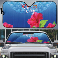 Bula Fiji Day Auto Sun Shade Traditional Tapa Pattern With Hibiscus