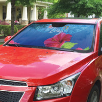 Bula Fiji Day Auto Sun Shade Traditional Tapa Pattern With Hibiscus
