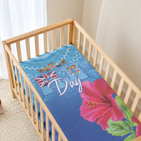 Bula Fiji Day Baby Bed Cover Traditional Tapa Pattern With Hibiscus LT05 - Polynesian Pride