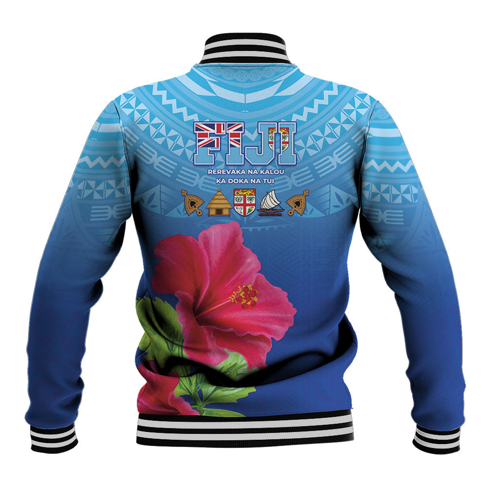 Bula Fiji Day Baseball Jacket Traditional Tapa Pattern With Hibiscus LT05 - Polynesian Pride