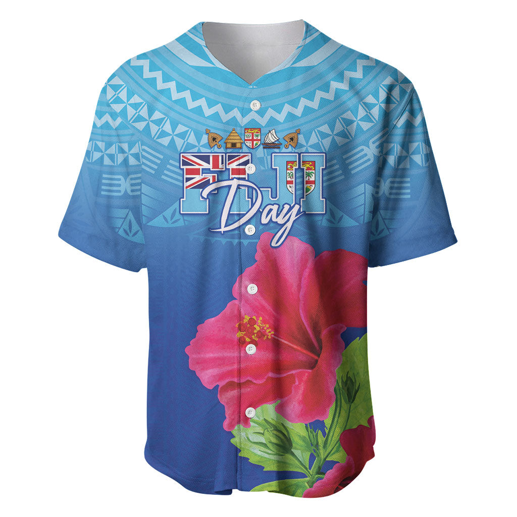 Bula Fiji Day Baseball Jersey Traditional Tapa Pattern With Hibiscus