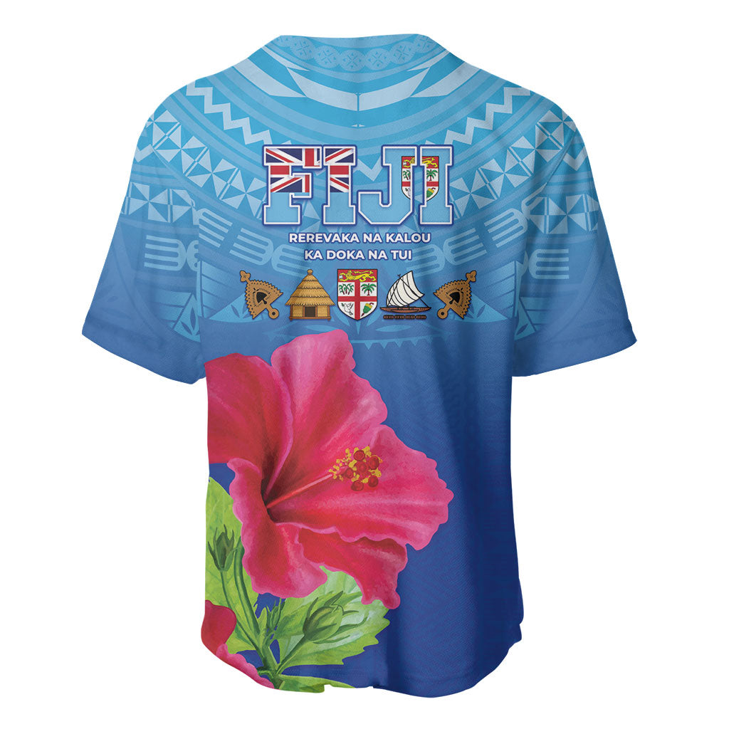 Bula Fiji Day Baseball Jersey Traditional Tapa Pattern With Hibiscus