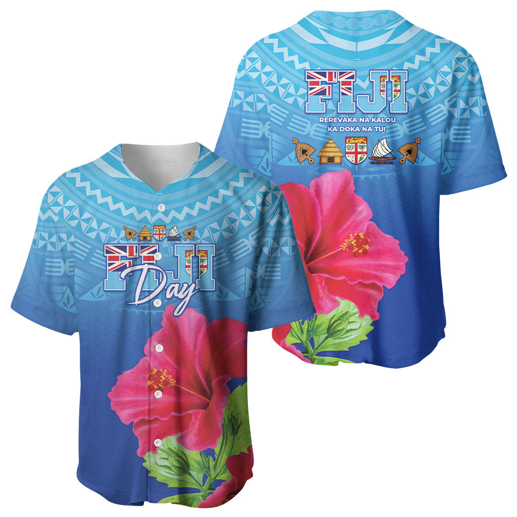 Bula Fiji Day Baseball Jersey Traditional Tapa Pattern With Hibiscus