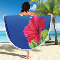 Bula Fiji Day Beach Blanket Traditional Tapa Pattern With Hibiscus