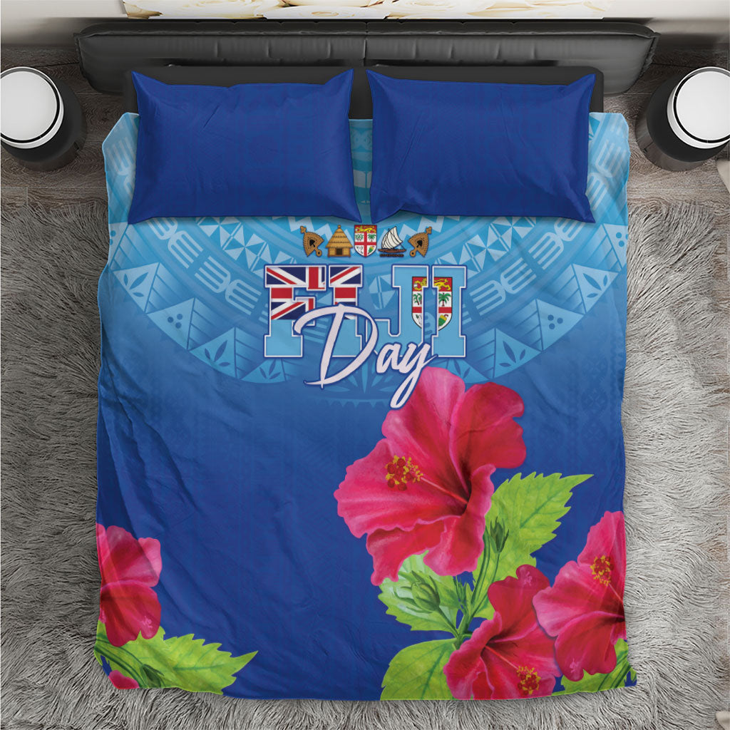 Bula Fiji Day Bedding Set Traditional Tapa Pattern With Hibiscus LT05 Blue - Polynesian Pride
