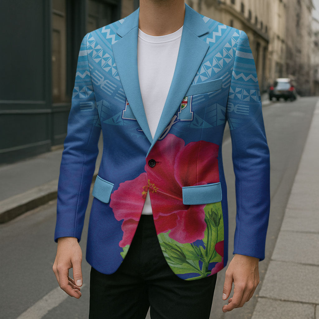 Bula Fiji Day Blazer Traditional Tapa Pattern With Hibiscus LT05 - Polynesian Pride