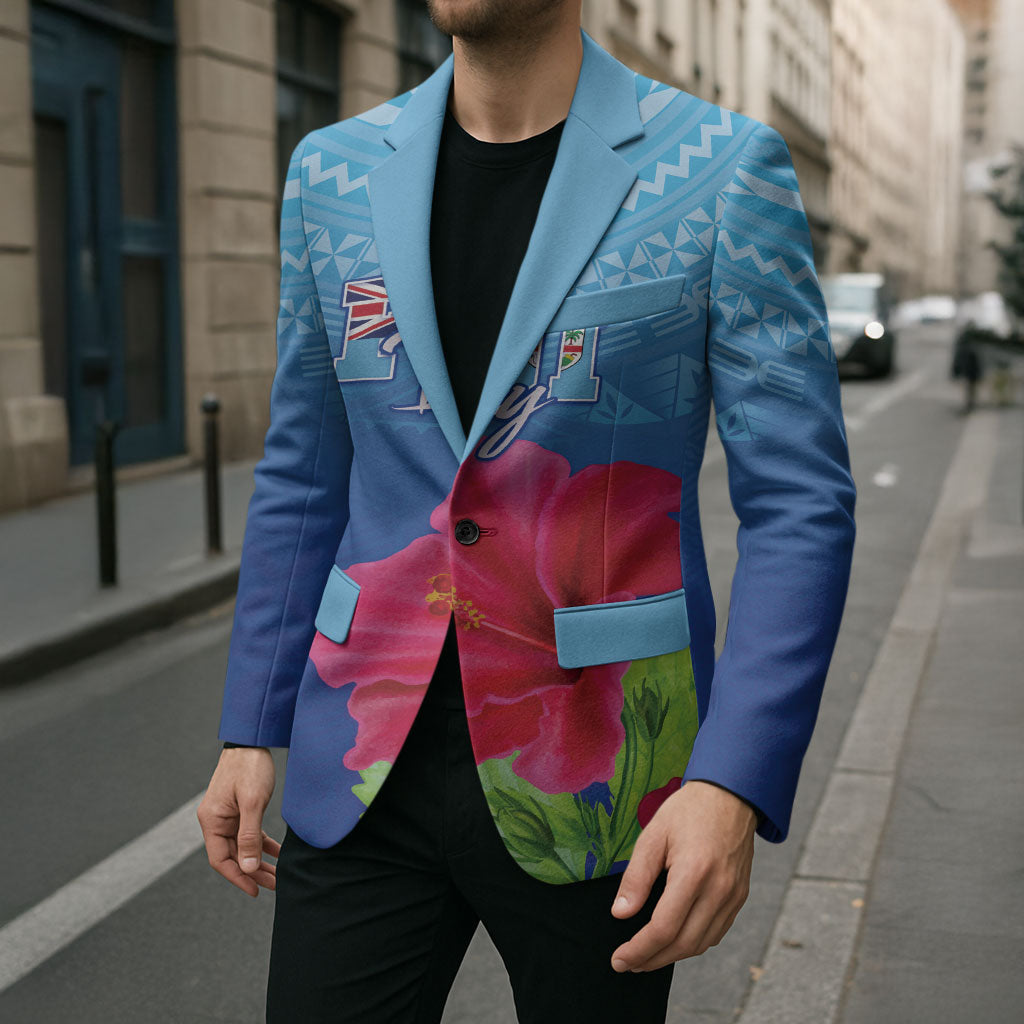 Bula Fiji Day Blazer Traditional Tapa Pattern With Hibiscus LT05 - Polynesian Pride
