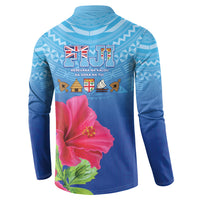 Bula Fiji Day Button Sweatshirt Traditional Tapa Pattern With Hibiscus LT05 - Polynesian Pride