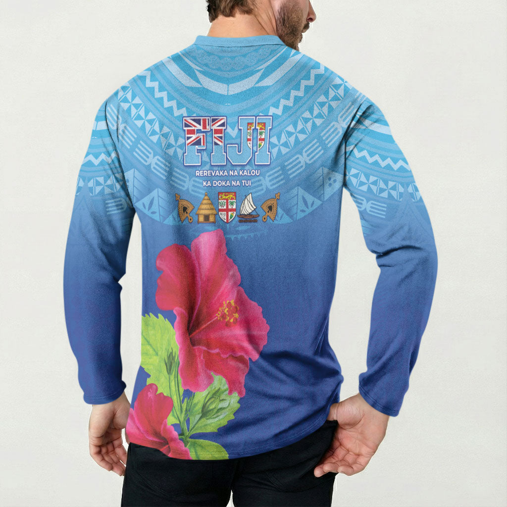 Bula Fiji Day Button Sweatshirt Traditional Tapa Pattern With Hibiscus LT05 - Polynesian Pride