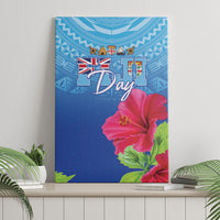 Bula Fiji Day Canvas Wall Art Traditional Tapa Pattern With Hibiscus