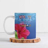 Bula Fiji Day Ceramic Mug Traditional Tapa Pattern With Hibiscus LT05 Blue - Polynesian Pride