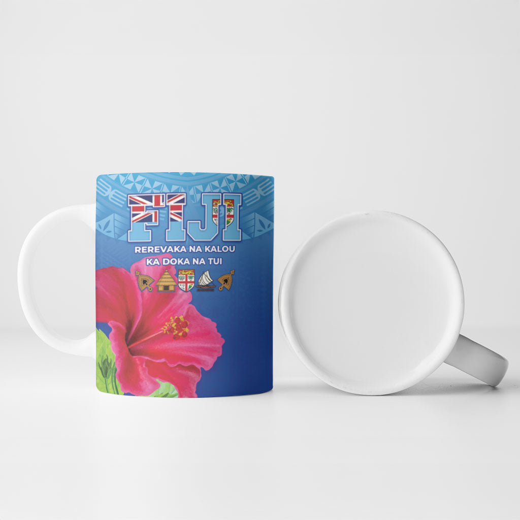 Bula Fiji Day Ceramic Mug Traditional Tapa Pattern With Hibiscus LT05 - Polynesian Pride