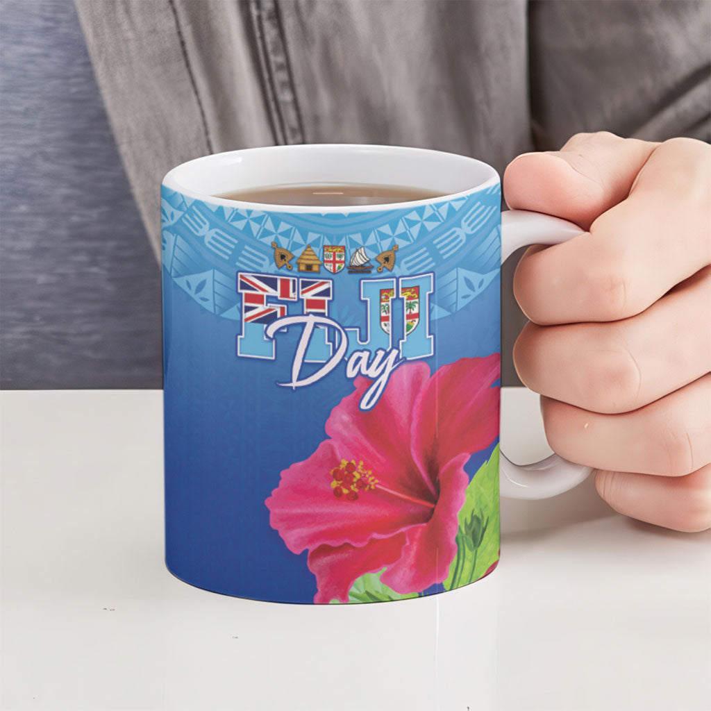 Bula Fiji Day Ceramic Mug Traditional Tapa Pattern With Hibiscus LT05 - Polynesian Pride