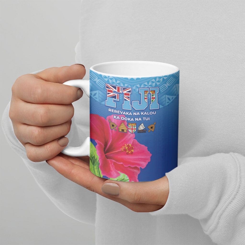 Bula Fiji Day Ceramic Mug Traditional Tapa Pattern With Hibiscus LT05 - Polynesian Pride