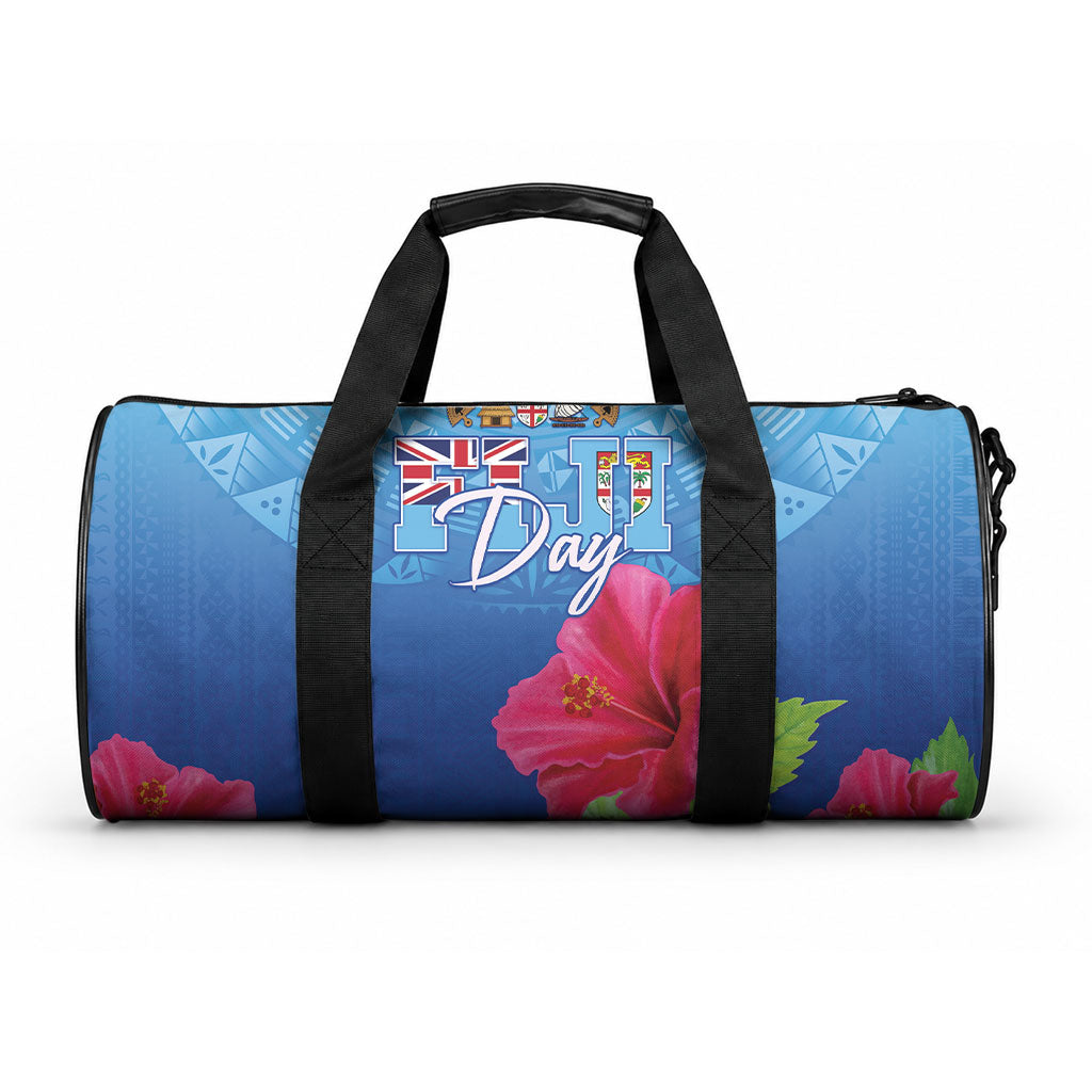 Bula Fiji Day Duffle Bag Traditional Tapa Pattern With Hibiscus