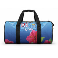 Bula Fiji Day Duffle Bag Traditional Tapa Pattern With Hibiscus