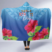 Bula Fiji Day Hooded Blanket Traditional Tapa Pattern With Hibiscus