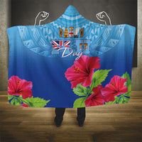Bula Fiji Day Hooded Blanket Traditional Tapa Pattern With Hibiscus