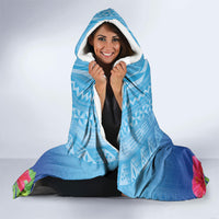 Bula Fiji Day Hooded Blanket Traditional Tapa Pattern With Hibiscus