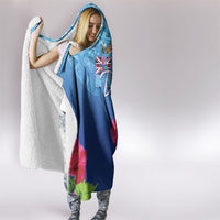 Bula Fiji Day Hooded Blanket Traditional Tapa Pattern With Hibiscus