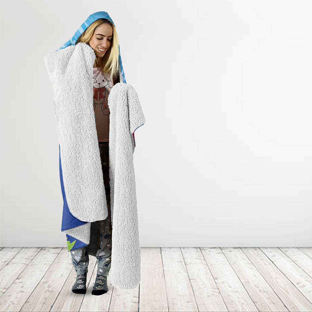 Bula Fiji Day Hooded Blanket Traditional Tapa Pattern With Hibiscus