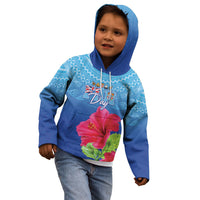 Bula Fiji Day Kid Hoodie Traditional Tapa Pattern With Hibiscus