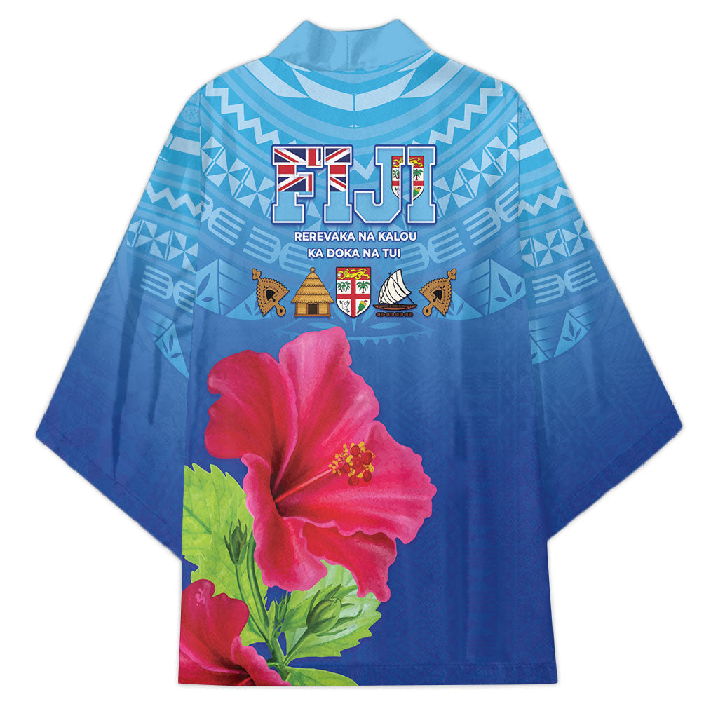 Bula Fiji Day Kimono Traditional Tapa Pattern With Hibiscus