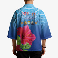 Bula Fiji Day Kimono Traditional Tapa Pattern With Hibiscus
